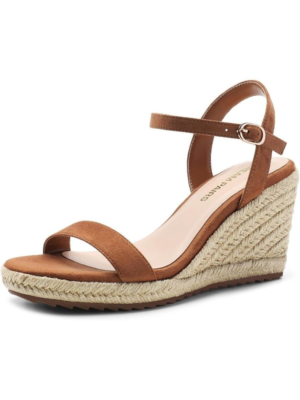DREAM PAIRS Women's Brown Espadrilles Wedge Platform Sandals Open Toe Adjustable